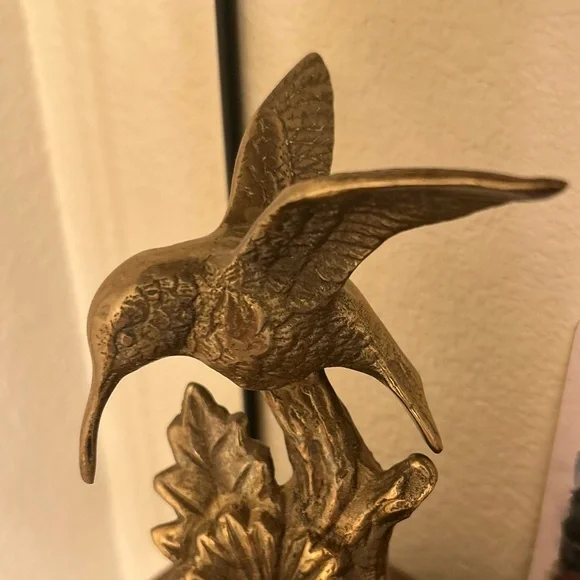 Vintage Solid Brass Hummingbird Figurine - Picture 2 of 9
